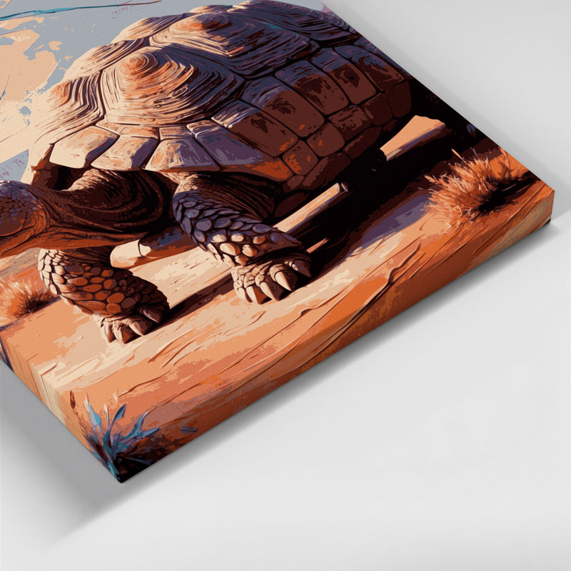 «Southwestern Animals Desert Tortoise» 23, art mural sur toile beige, H 20 po x l 24 po
