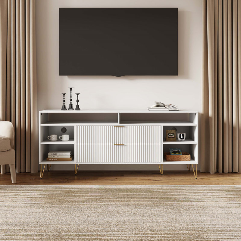 Meuble télé 90 po Dumbo, Vert/doré, H 26,77 po x L 85 po x l 17,99 po