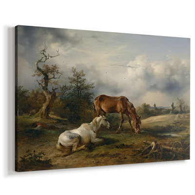Horses in a Meadow (Pferde auf der Weide)-Friedrich Gauermann-Gallery Wrapped Canvas-c. mid-19th Century