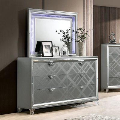 Commode double 6 tiroirs avec miroir Waldrup