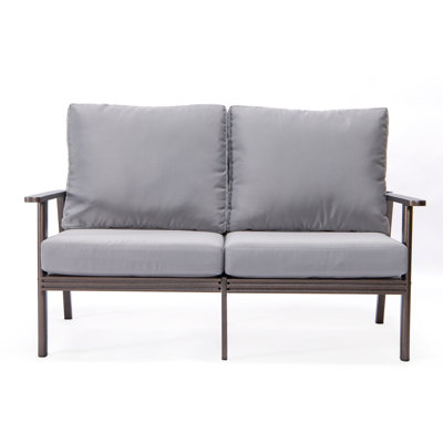 56.69"" Wide Outdoor Loveseat with Cushions -  Corrigan StudioÂ®, 9E0690C82043458CAE745C6113B216D8