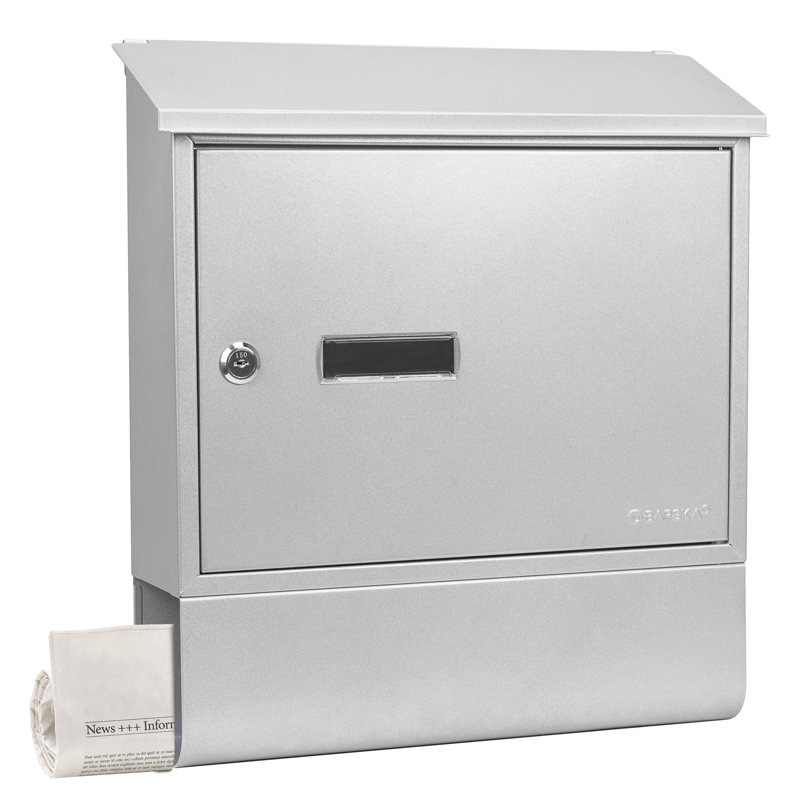 Silver Steel Wall Mount Lockable Mailbox with Key Lock
