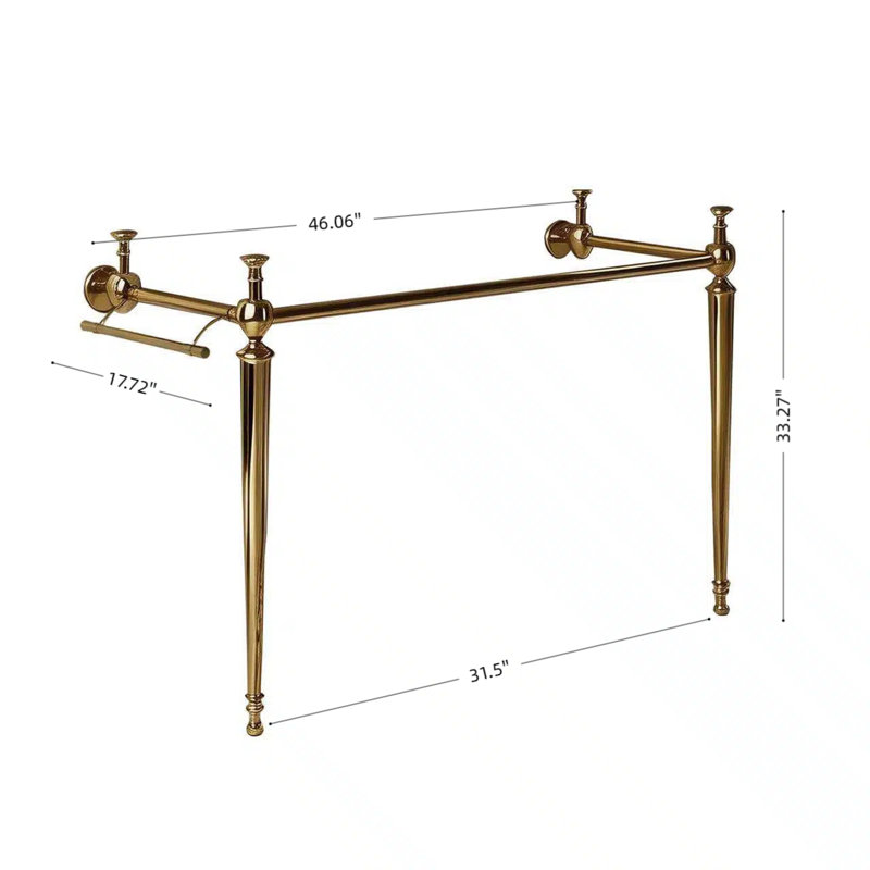 Pieds de support de console de meuble-lavabo en métal 48 po, Gold, Doré