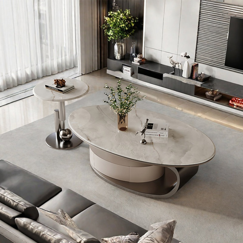 Table basse Super Crystal Stone, H 16,5 po x L 47,2 po x l 27,6 po, Blanc