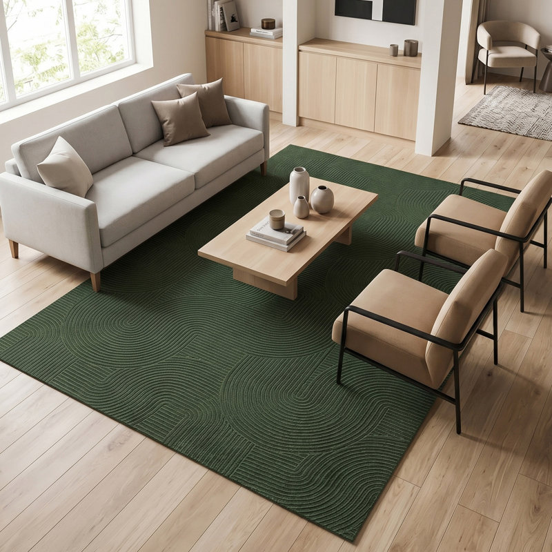 Tapis moderne lavable à la machine Elion, Rectangle 10' x 14', Forêt
