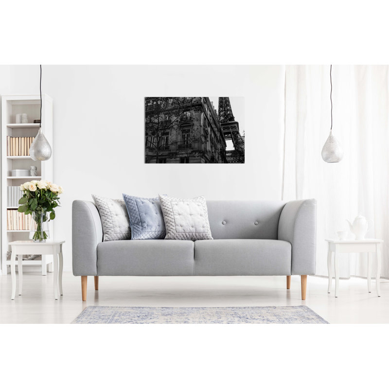 Architectural Building And The Eiffel Tower - Wrapped Canvas Print, 20cm H x 31cm W