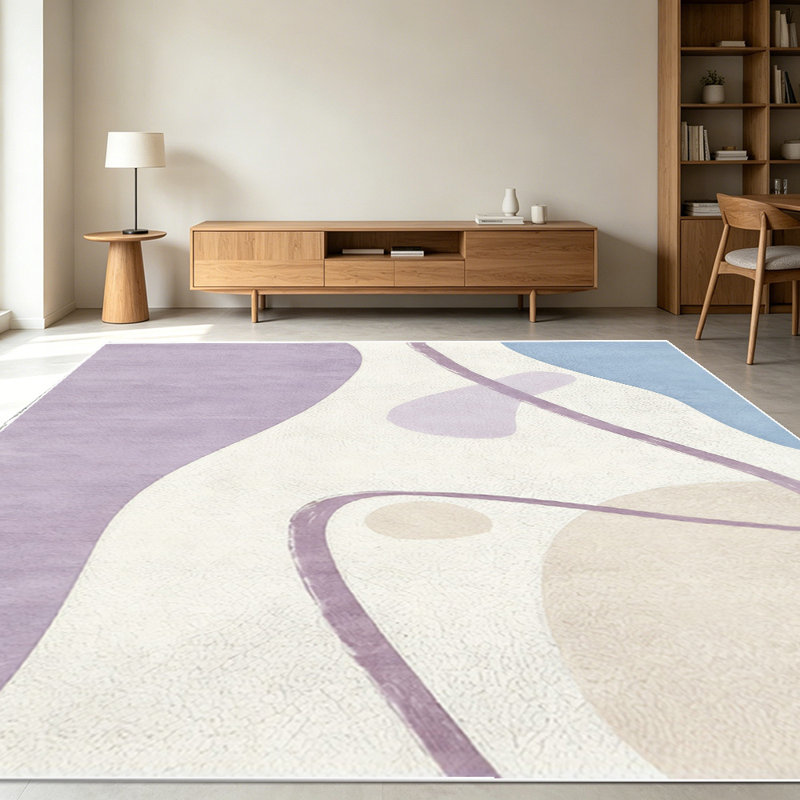 1PC Minimalist Pastel Abstract Curve Pattern area rugs for Living Room, Soft and Comfortable, Suitable for all seasons, easy-to-maintain, machine washable Indoor floor mat, Under Table Farmhouse suitable for dining table, bedroom, entryway, home...