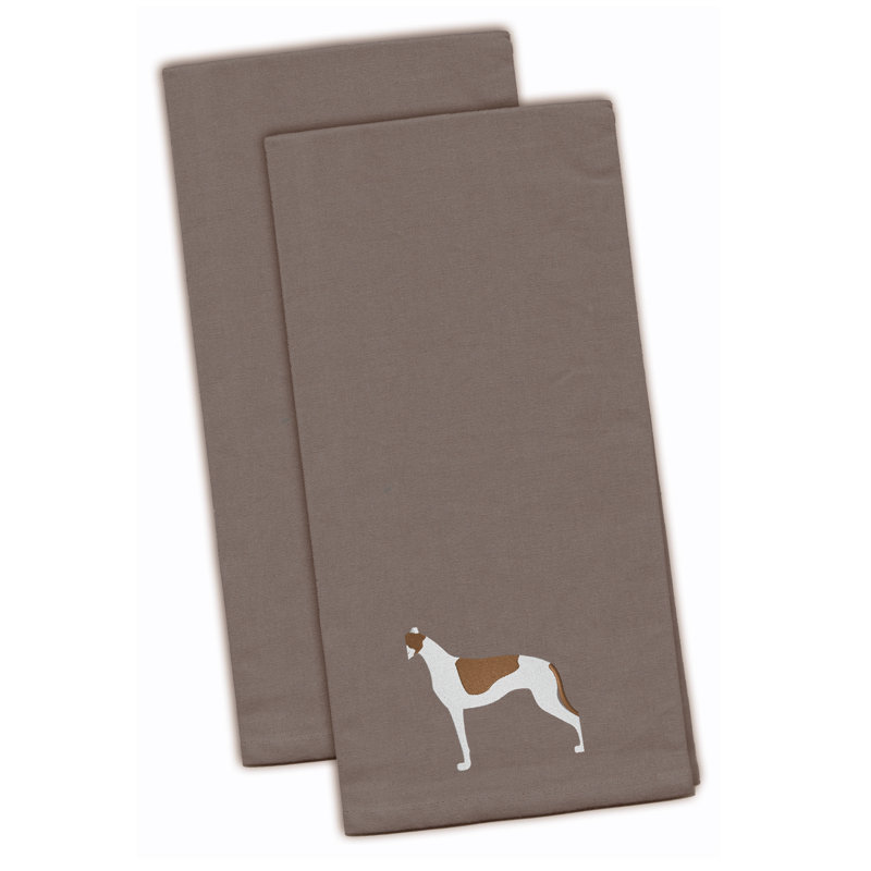 Cotton Embroidered Tea Towel Kitchen Towel, Gray, 28" H x 19" W x 0.1" D