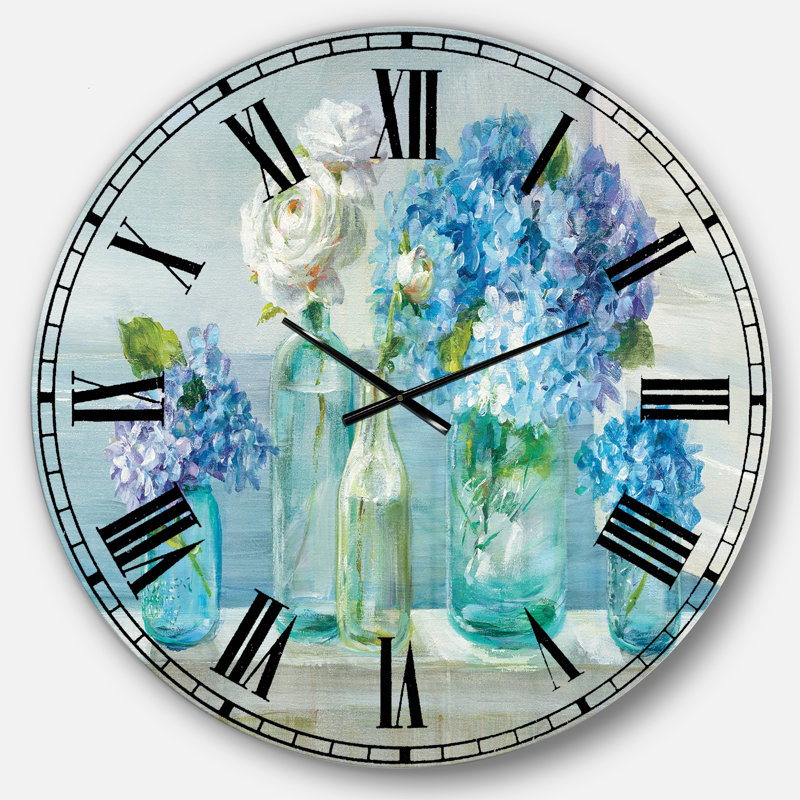 Coastl Flowers Bouquets - Horloge murale bord de mer, Surdimensionné
