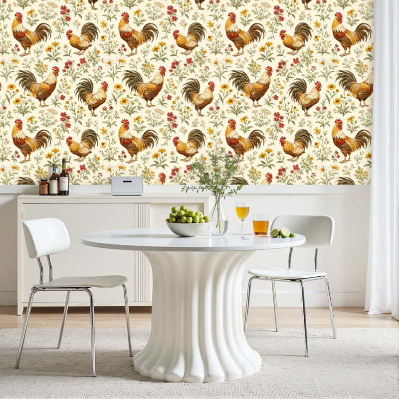 Papier peint adhésif de style botanique à motif de fleurs sauvages de style rétro Peler et coller de l 23,6 po x H 118 po