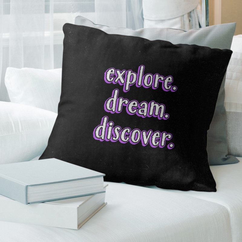 Coussin décoratif Explore Explore Dream, 14 po x 14 po, Noir / mauve, Polyester / bourre de polyester