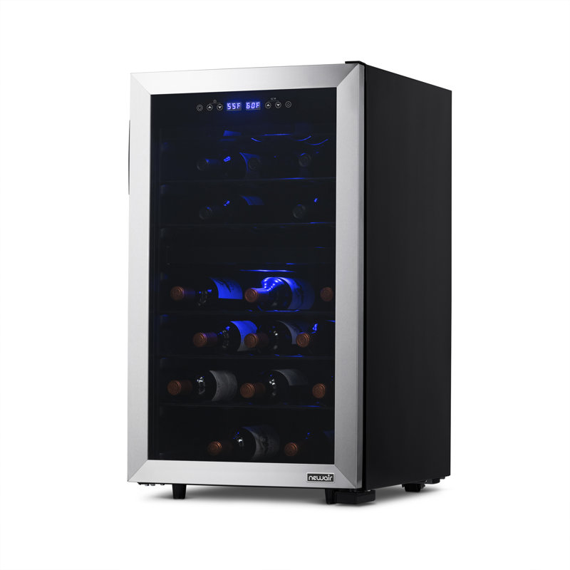  NewAir Freestanding 43 Bottle Dual Zone Compressor Wine Fridge, Stainless Steel