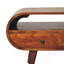 Chestnut Circular TV Stand, 2-Drawers, Open Slot, Nordic Legs, Brown