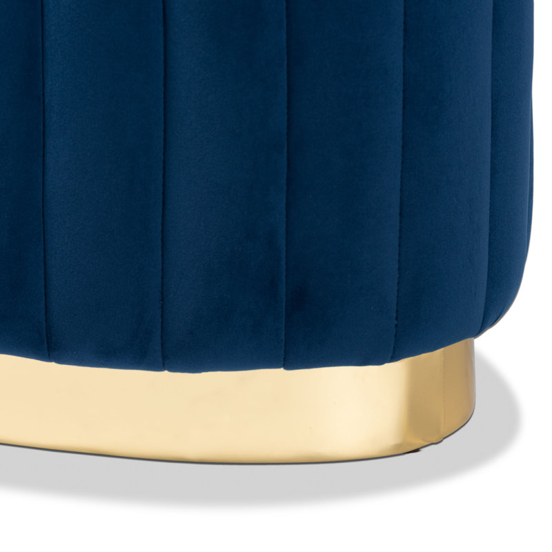 Velvet Ottoman, Blue Velvet
