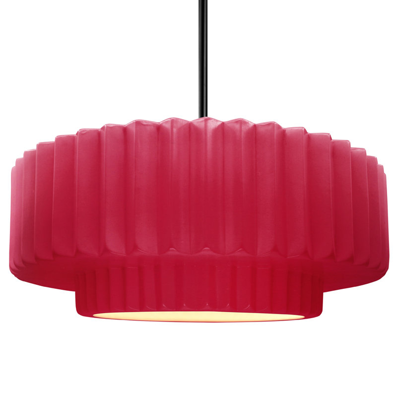Luminaire suspendu 1 lumière Meydan, H 6 po x l 16,25 po x P 16,25 po, Cerise, Noir mat