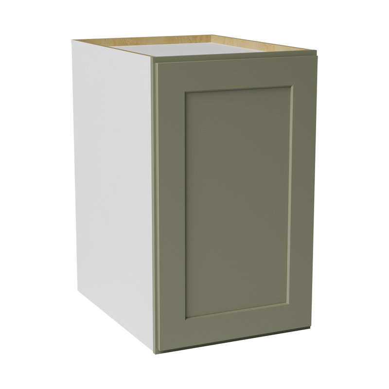 Armoire de cuisine en bois massif prête à assembler, Vert sauge, 18", 30"