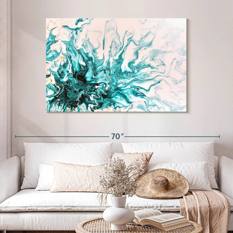Avery Turquoise Dynamic Abstract, 32" H x 48" W