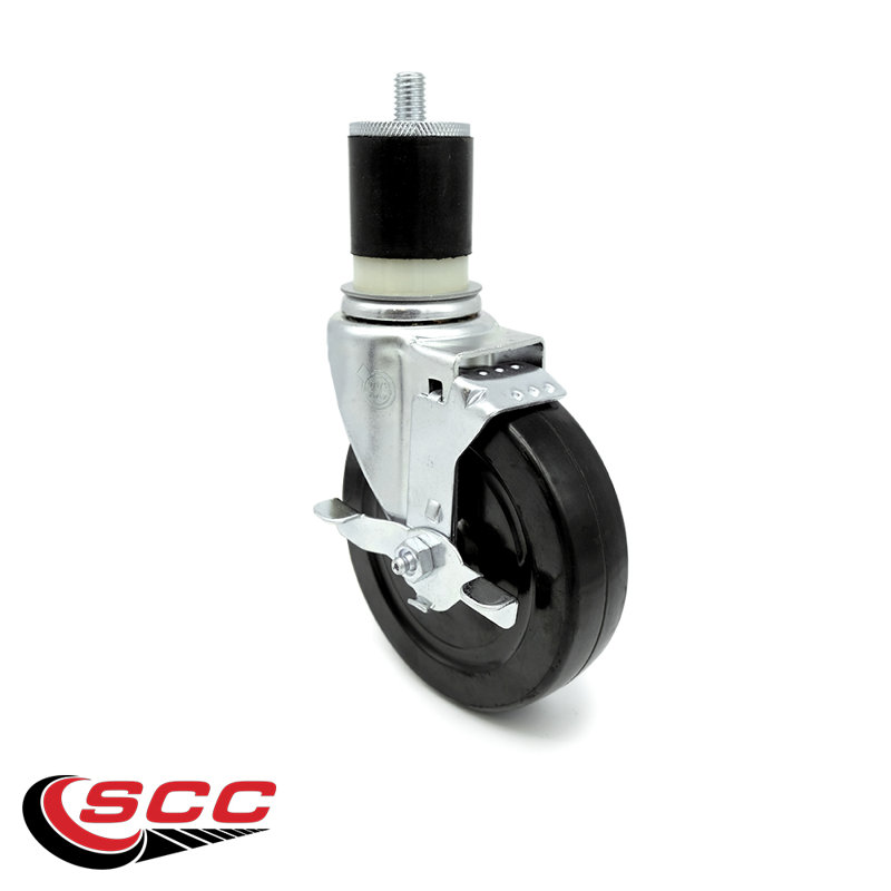 Roue pivotante extensible de 1 pouce en caoutchouc dur de 5 pouces avec frein SCC / SCC-EX20S514-HRS-TLB-MTG21