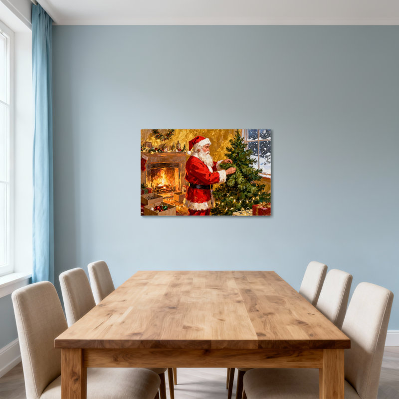 Arbre de Noël de Noël père Noël décorant avec fond de cheminée, H 12 po x l 18 po