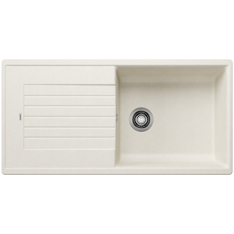Zia Single Bowl Inset Kitchen Sink, Soft White, 202mm H x 500mm W x 1000mm L