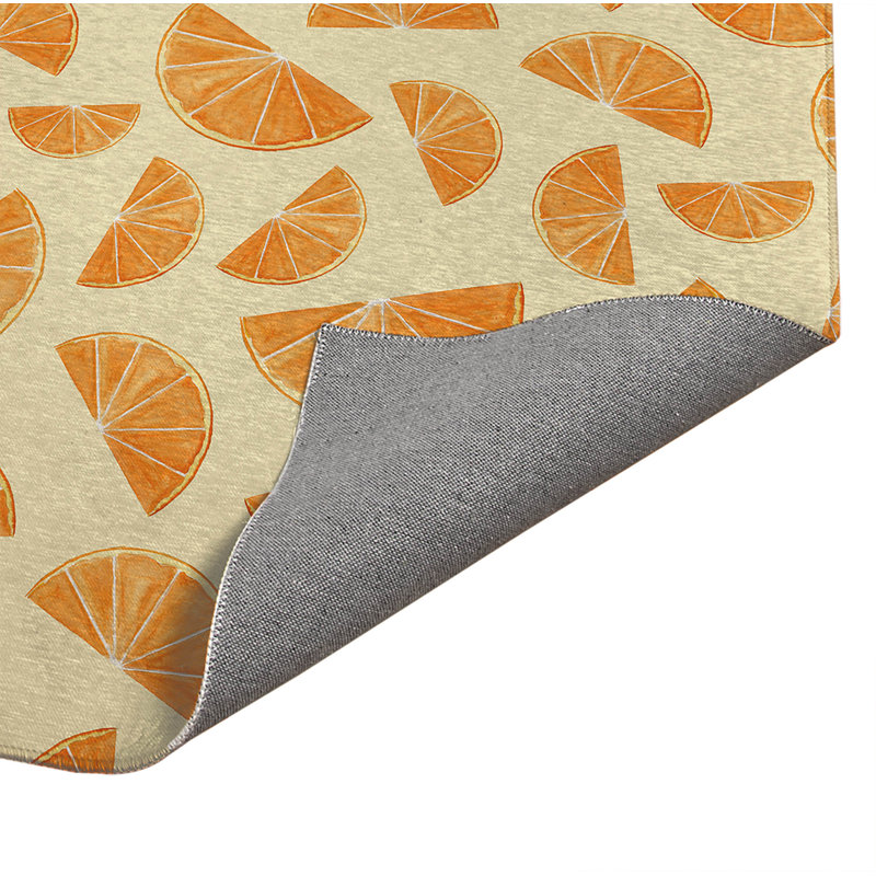 Tapis de cuisine antidérapant Summer Oranges, Jaune, Rectangulaire 2 pi x 3 pi