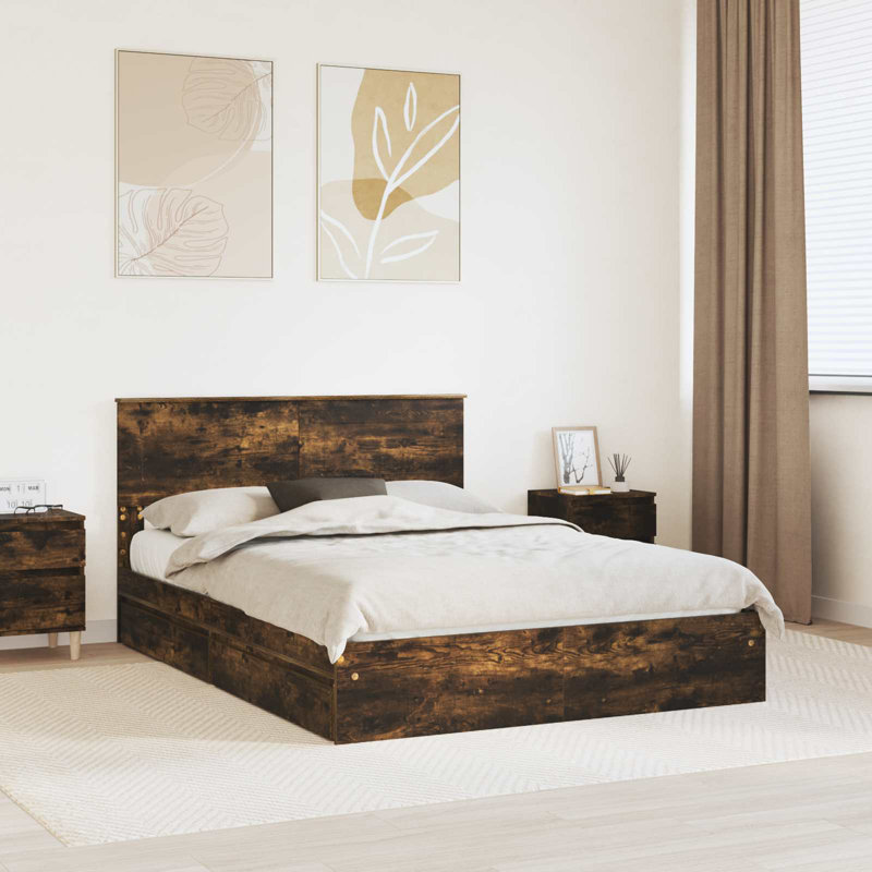 Bed, European Kingsize (160 x 200 cm), Smoked Oak