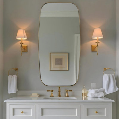 Modern Oblong Oval Bathroom Vanity Mirror | Stainless Steel Frame