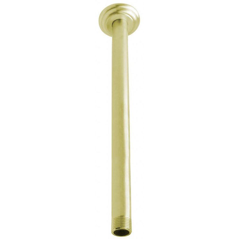 Bras de douche rond 1/2 po avec bride 12 po IPS x 12 po, Laiton poli