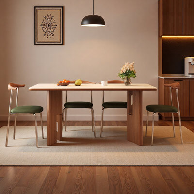 Table Mid-Century rectangulaire en bois et pierre