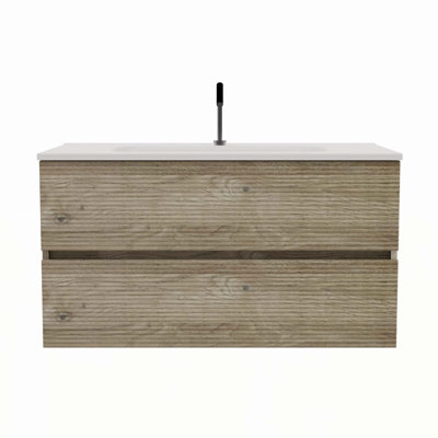 Meuble-lavabo moderne avec lavabo intégré et rangement abondant
