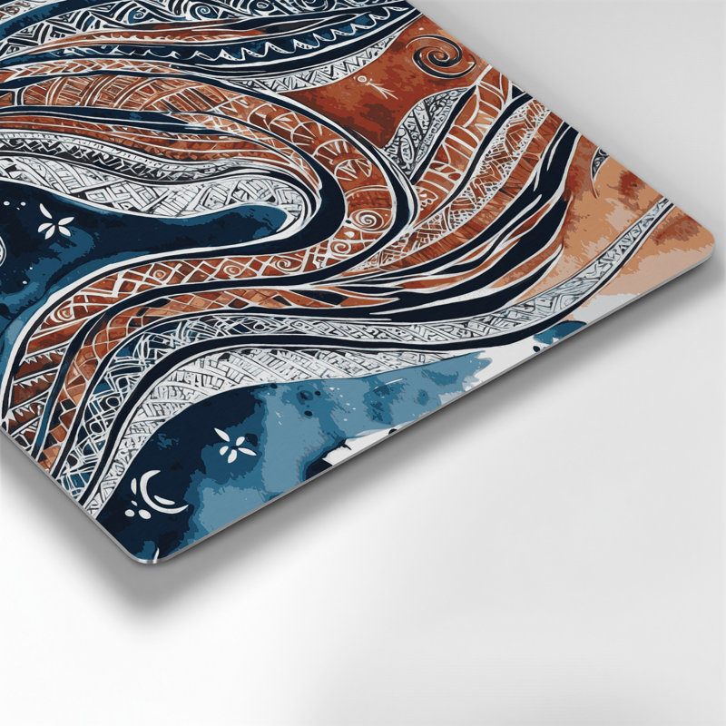Art mural hawaïen avec motifs polynésiens gris, H 12 po x l 12 po