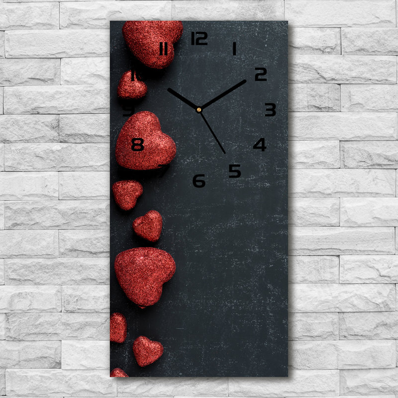 Irmgard Glass Wall Clock, Red/Black