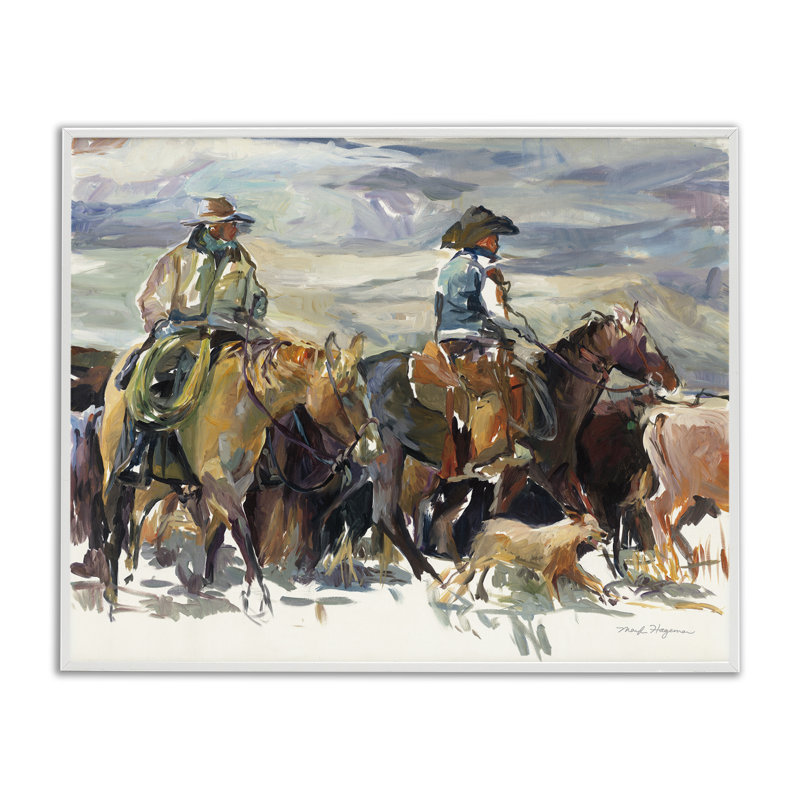 The Roundup Western, peinture par estampe numérique par Marilyn Hageman, Estampe numérique encadrée blanc bord de mer