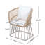 Ensemble de salle à manger d'extérieur 5 pièces - Table rectangulaire en teck + 4 chaises en osier avec coussins, structure en acier beige