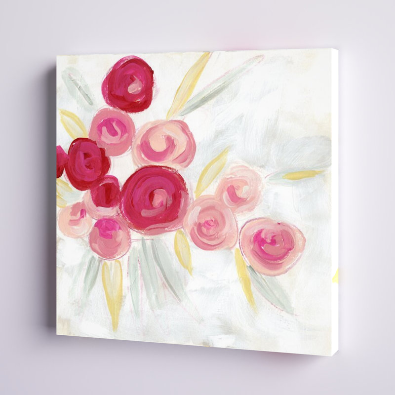 «Rosebud Impression II», peinture sur toile, H 12 po x l 12 po