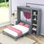 Lit escamotable avec bureau intégré et tablettes de rangement, tête de lit-302136142-302136137