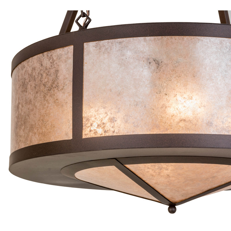 Cafe Noir Silver Mica 4-Light Drum Pendant for Indoor/Outdoor