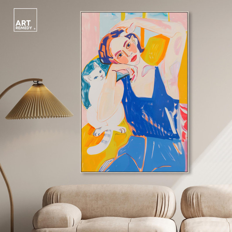 Girl's Best Friend Abstract Canvas Art with Silver Frame