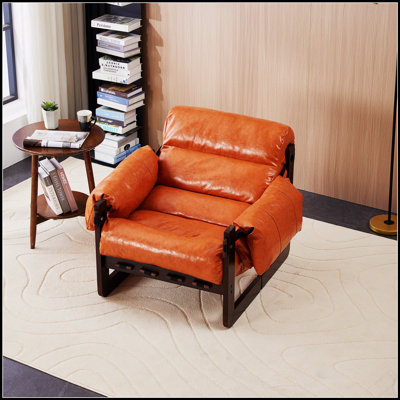 Fauteuil en cuir rétro avec accoudoirs amovibles en cuir ciré rétro, idéal pour le salon, le bureau et le bureau