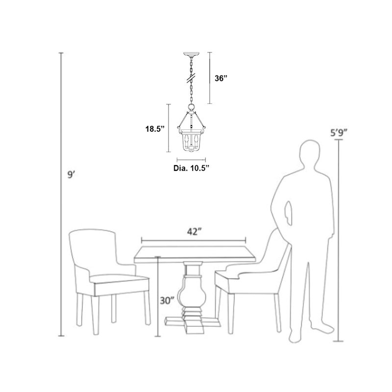 Noank 3 - Light Single Pendant, Clear, Bronze
