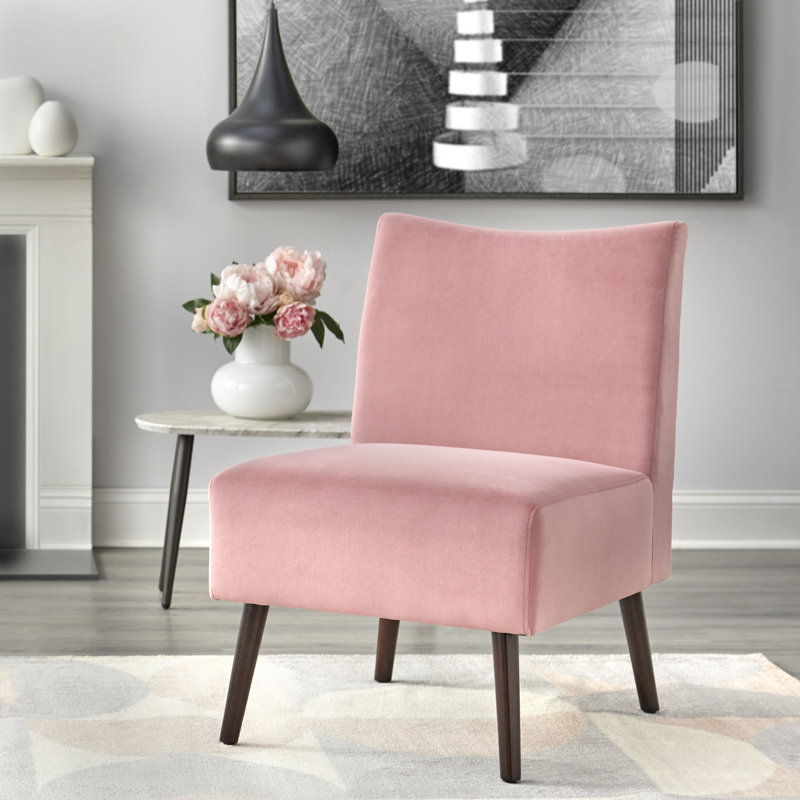 Upholstered Slipper Chair, Pink Velvet