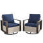 Ensemble de 2 chaises pivotantes 360 ° en osier avec coussin bleu-871546505