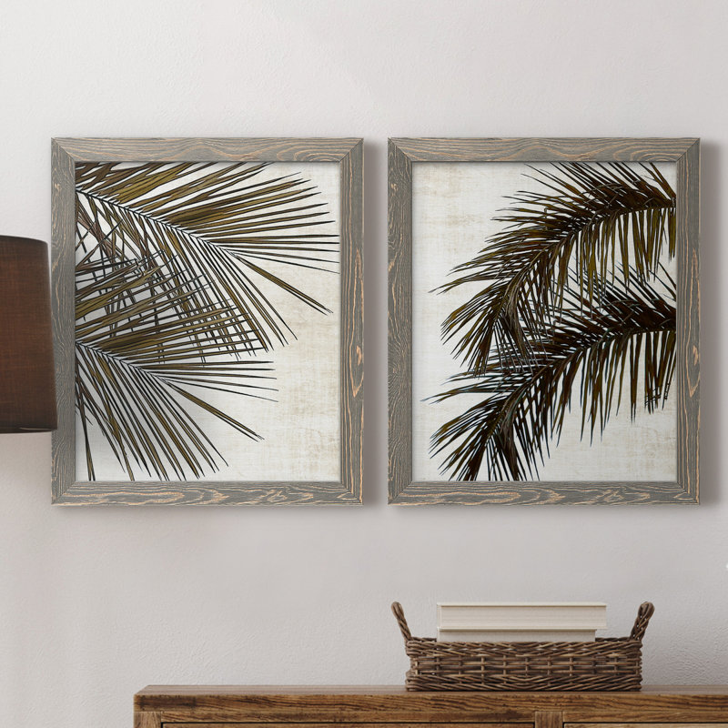 Palm I - ensemble de 2 peintures sur toile encadrées, H 43,5 po x l 31,5 po x P 1 po, Gris