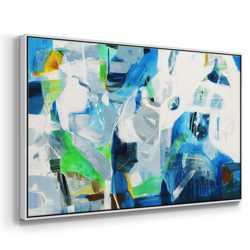 " Down The Rapids ", 25" H x 37" W x 2" D, White Floater Framed Canvas