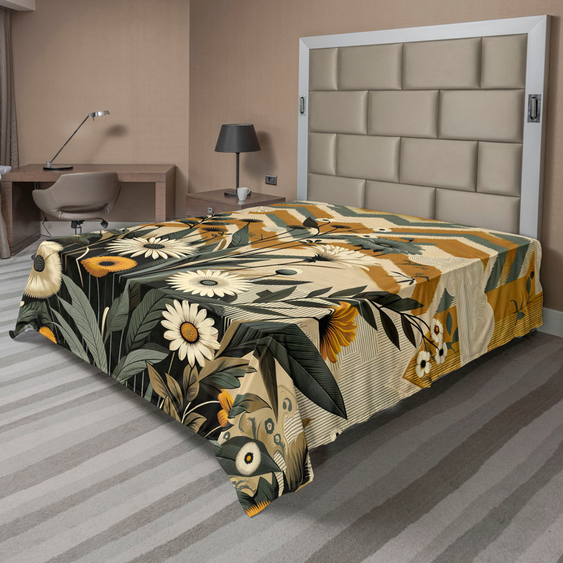 Polyester Floral Flat Sheet, Queen Flat Sheet