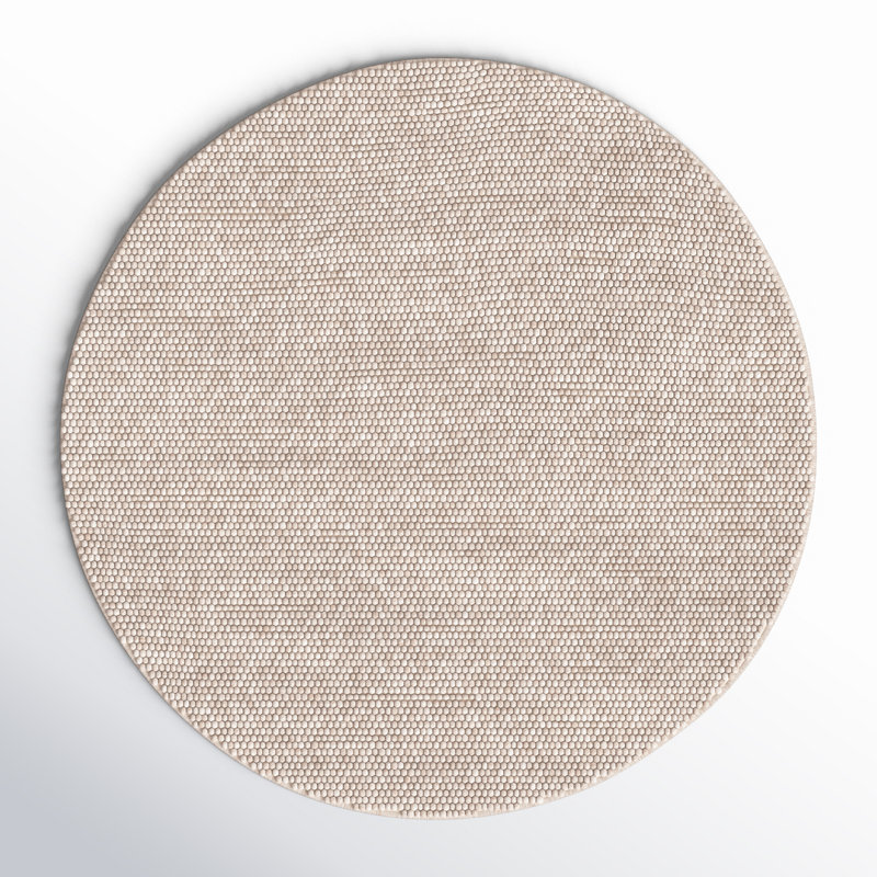 Tapis beige fait à la main Elle, Rond 3 pi