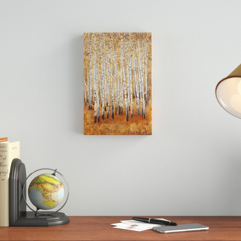 «Sienna Birches II», peinture sur toile, H 12 po x l 8 po