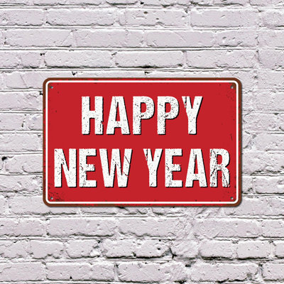 Happy New Year Street 13 Inch x 20 Inch Plastic Sign