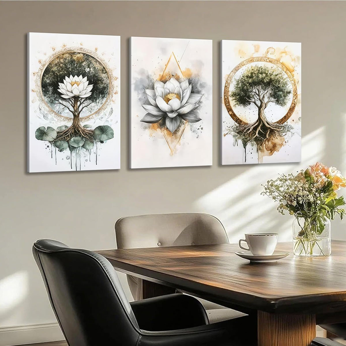 Lark Manor™ 3Pcs Zen Meditation Lotus Canvas Wall Art Spiritual ...