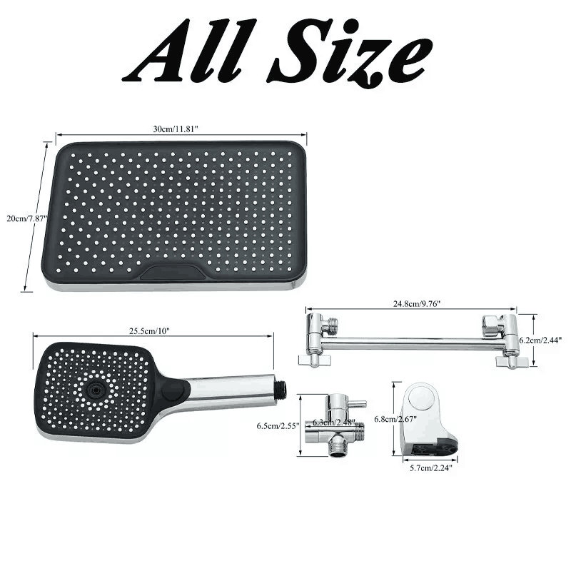 13-Inch Rainfall Shower Head with 4-Mode Handheld Spray & Adjustable Arm, Chrome